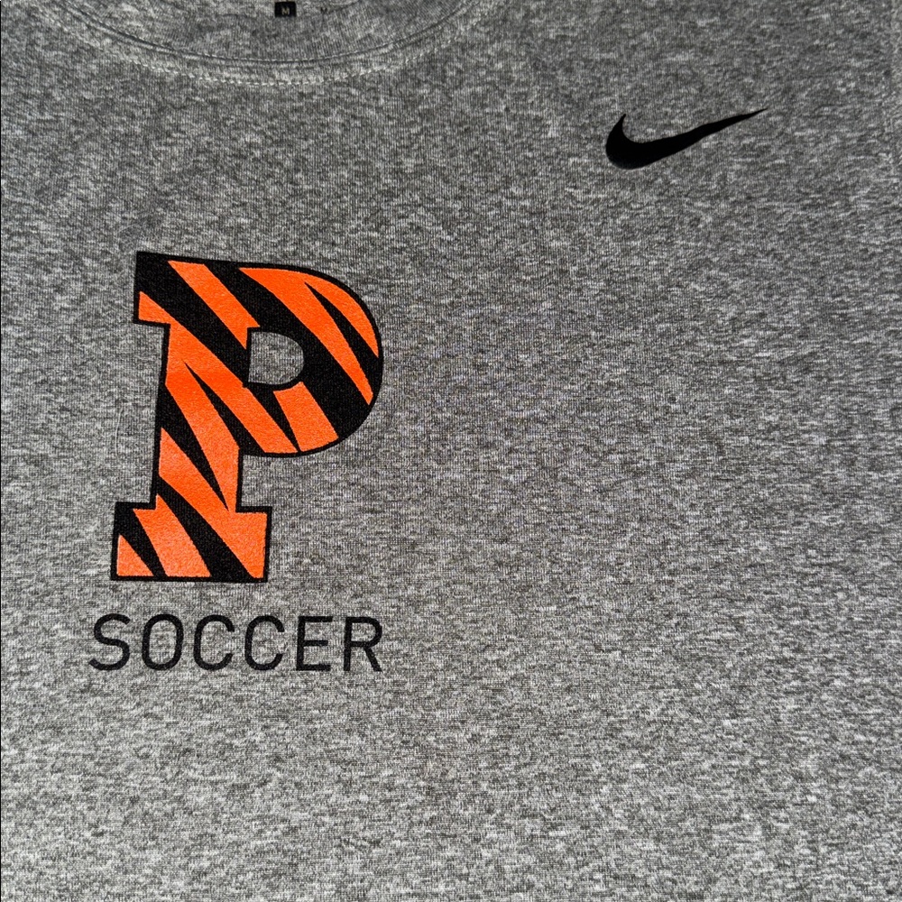 Nike Princeton Gray Soccer Tee with Orange and Black Design - Picture 2 of 4